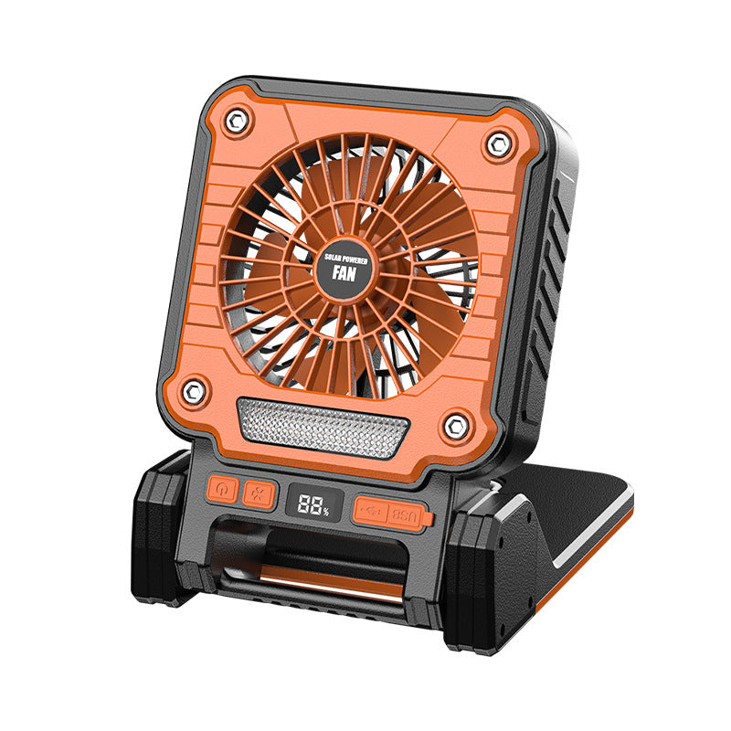New Cross - border Outdoor Portable Solar - powered Fan, Multi - functional Folding Tent Lamp, Outdoor Camping Fan & Camping Light