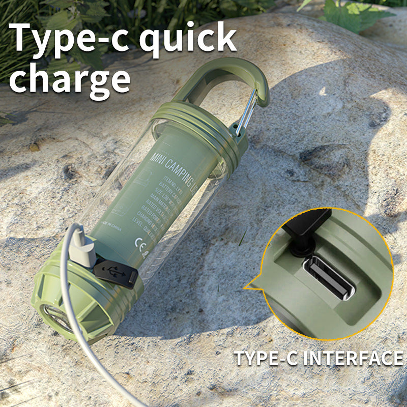 New Cross - border Outdoor Camping Lantern with Multi - light Source, Portable Keychain Hook, Mini Flashlight & Atmospheric Camping Light