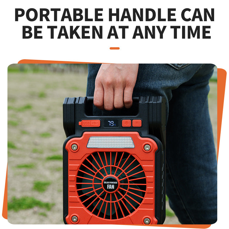 New Cross - border Outdoor Portable Solar - powered Fan, Multi - functional Folding Tent Lamp, Outdoor Camping Fan & Camping Light