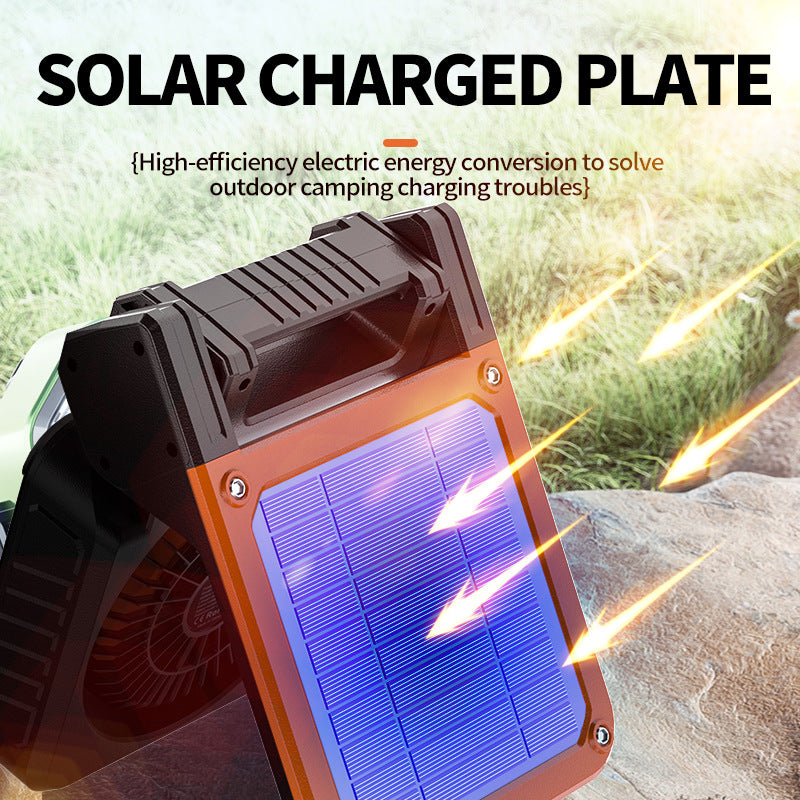 New Cross - border Outdoor Portable Solar - powered Fan, Multi - functional Folding Tent Lamp, Outdoor Camping Fan & Camping Light