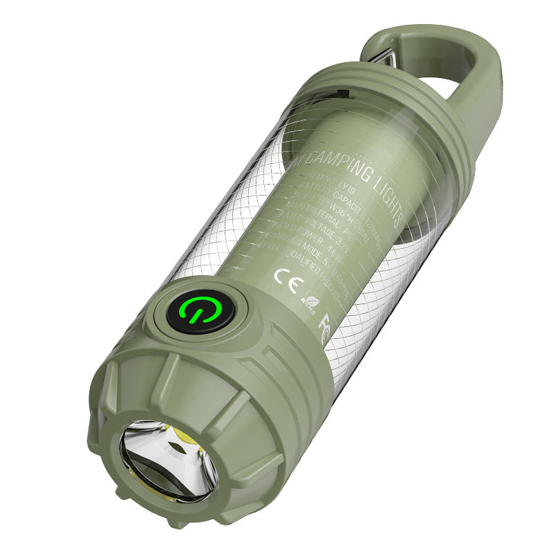New Cross - border Outdoor Camping Lantern with Multi - light Source, Portable Keychain Hook, Mini Flashlight & Atmospheric Camping Light