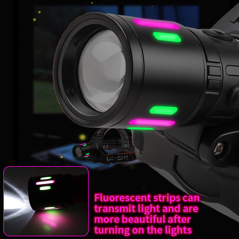 New Cross - border White Laser High - intensity Long - range Headlamp, USB Rechargeable Outdoor Lighting LED Headlamp for Night Fishing and Exploration