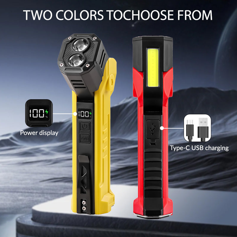 New Cross - border XTE + COB Red & White Dual - Light Source Flashlight with 180° Rotation, Pen Clip, Magnet and Multifunctional Work Light